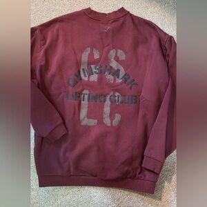 Gymshark Men's Maroon Crewneck Sweatshirt with 'Lifting Club' Graphic